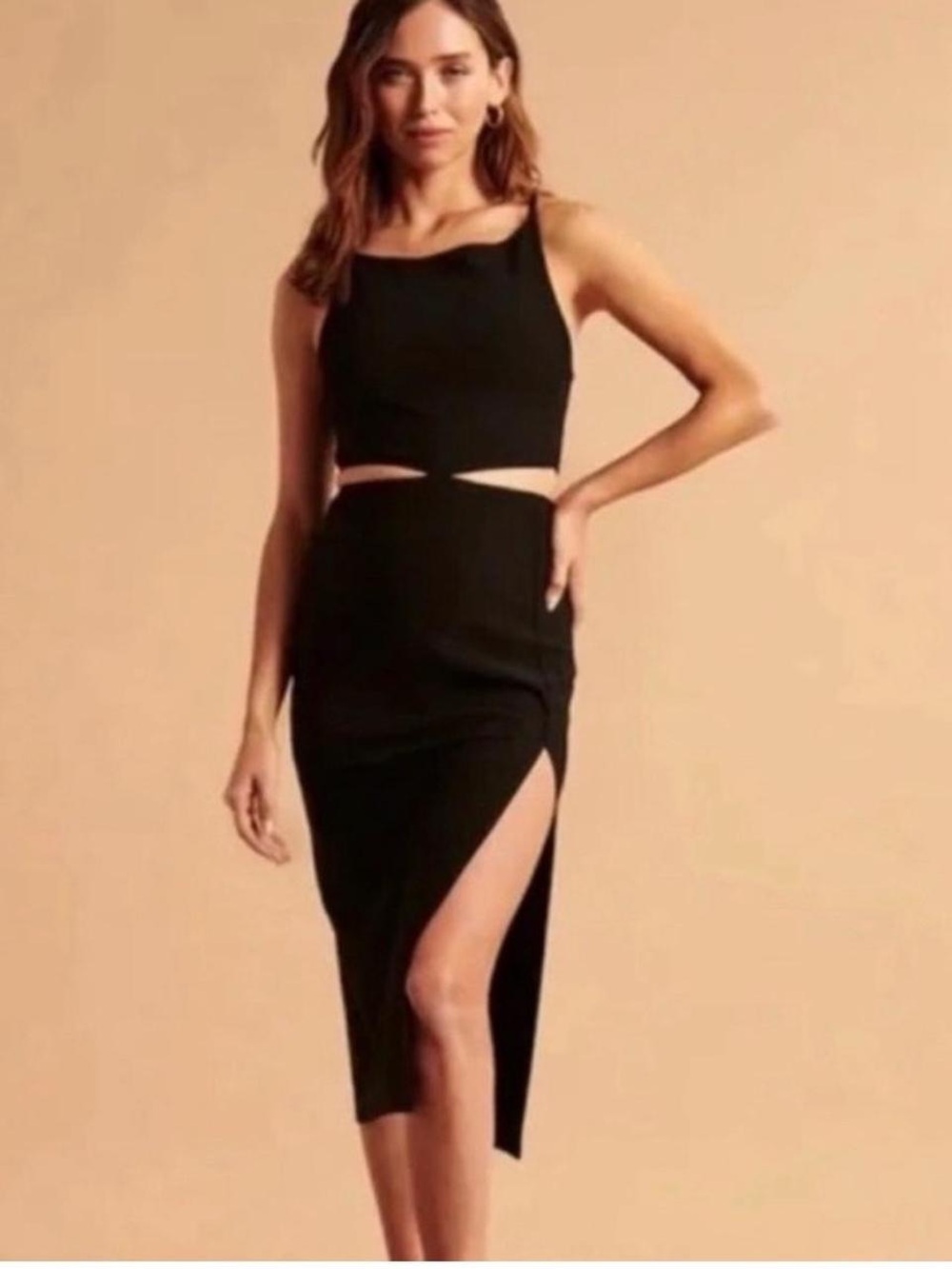 Abercrombie & Fitch Boatneck Side Cutout Midi Dress